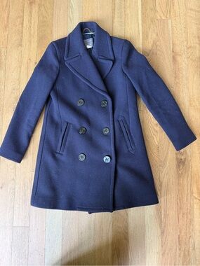 ⚓ J.Crew Stadium Cloth Nello Gori Navy Pea Coat Size 4 ⚓